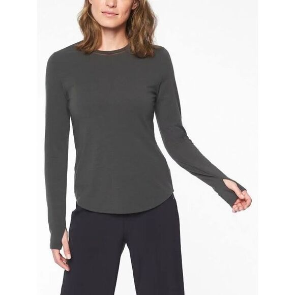 ✨Athleta Industry Long Sleeve Sz Small Grey Top✨ - Picture 1 of 10